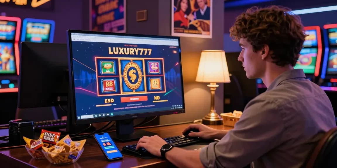 Interaksi pengguna saat Cara Login LUXURY777 dalam suasana kasino online yang ceria.