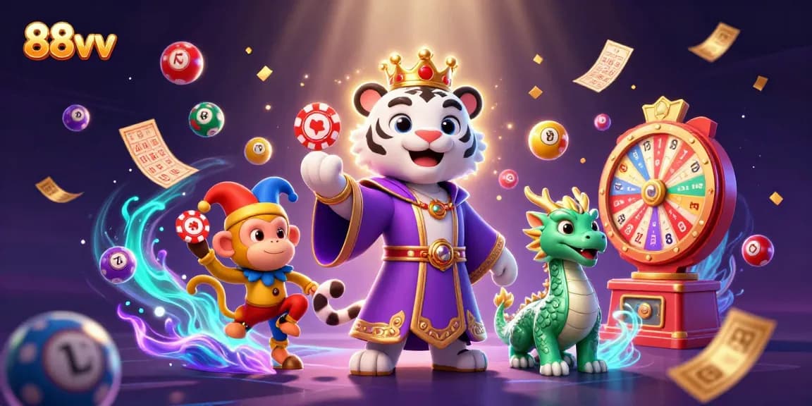 Engage with exciting gameplay at 88vv featuring a dynamic 3D casino scene full of enchanting characters and vibrant elements.