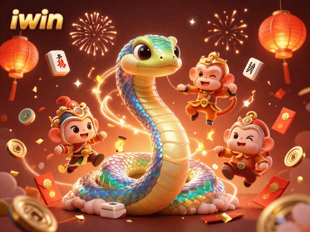 Play exciting games at iwin with the colorful rainbow serpent and festive elements