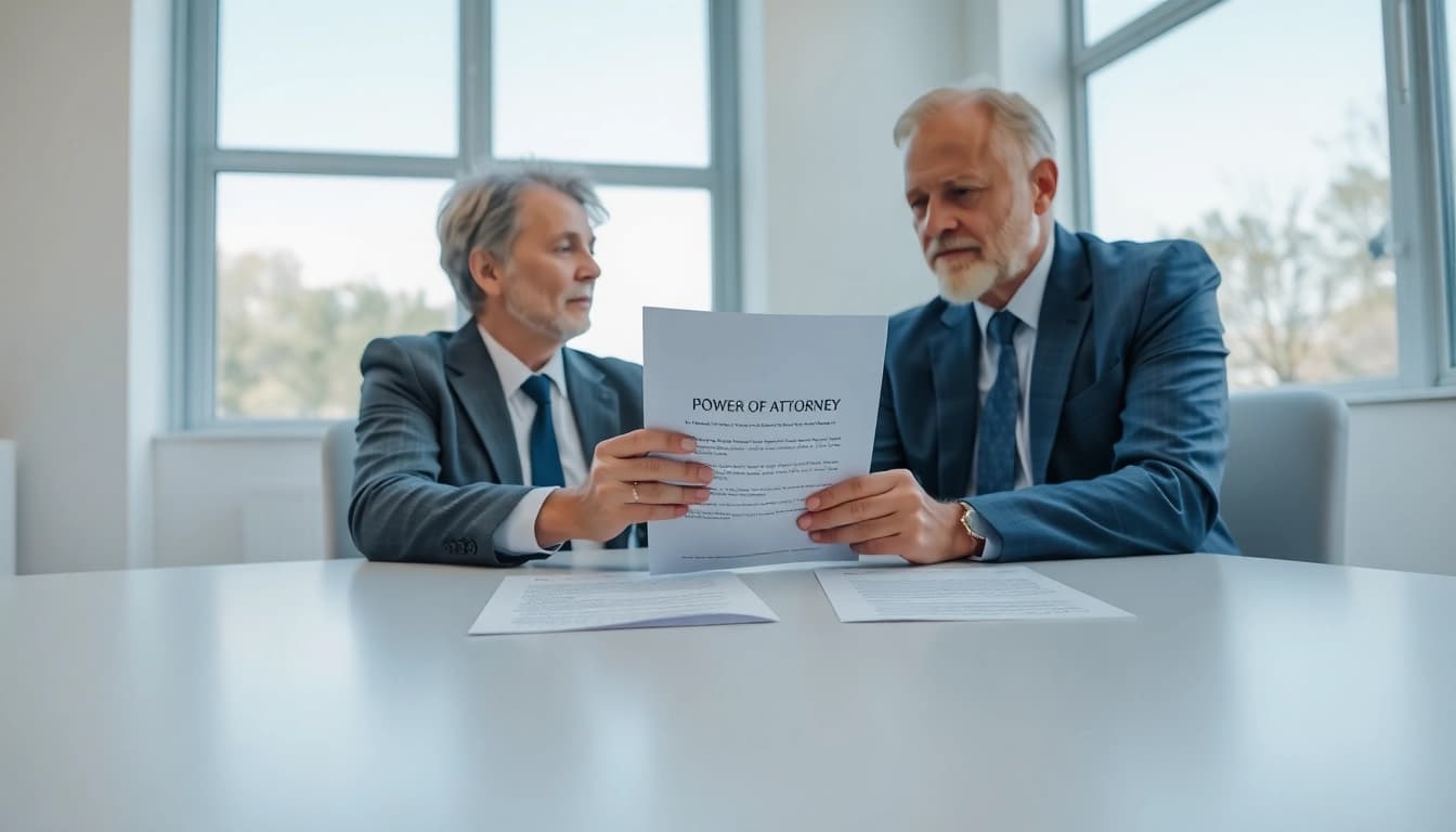 Discussing Power of Attorney during a professional consultation with a lawyer.