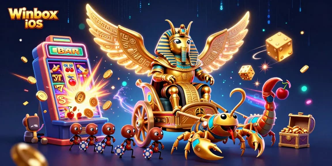 Engage with the exciting Winbox iOS app for mobile gaming, featuring dynamic casino elements.