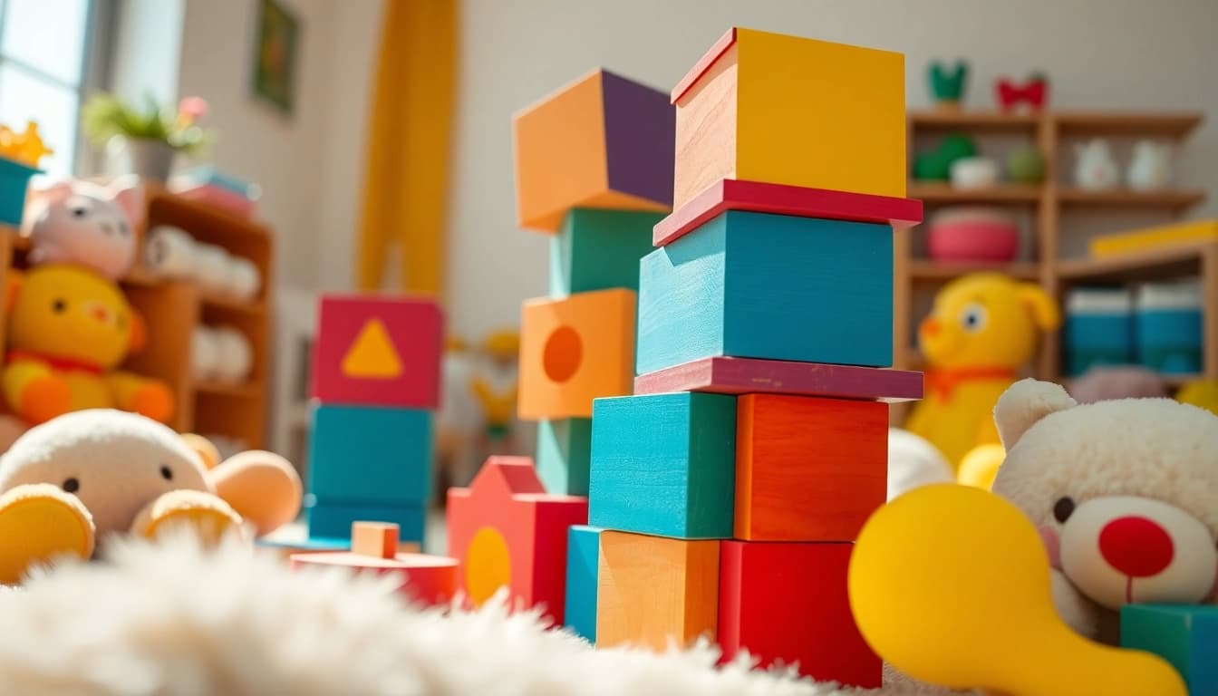 Visit the website for colorful wooden blocks showcasing creative play ideas for kids.