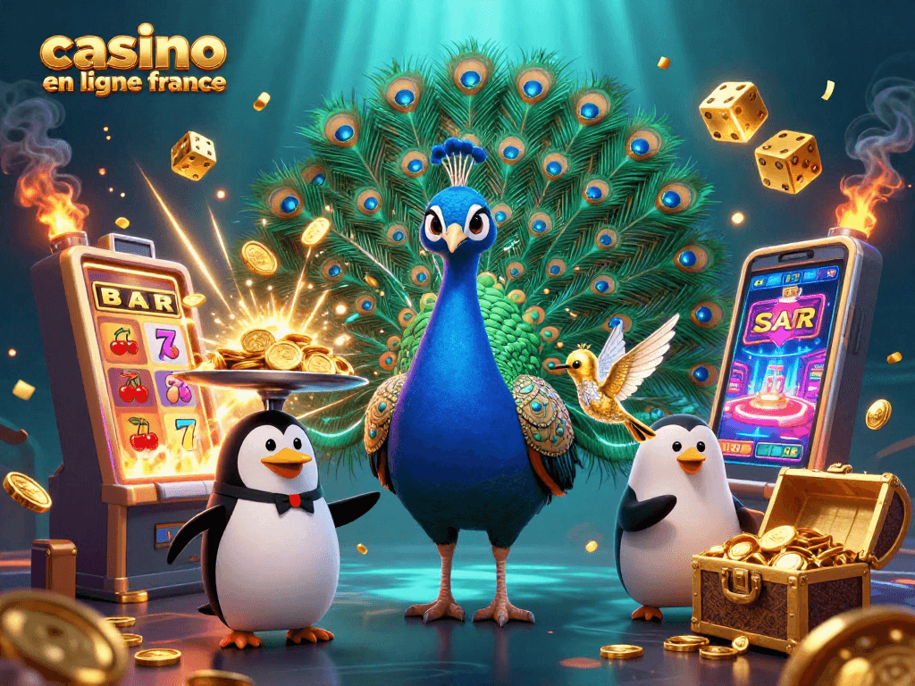 Profitez de l'excitation des jackpots avec cette illustration de casino en ligne France lumineuse et dynamique.