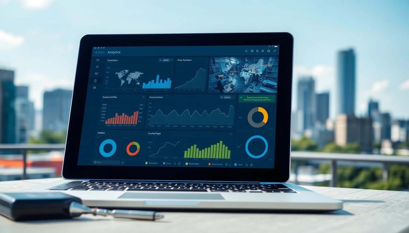 Showcase of security camera analytics data on a digital interface in a city, highlighting advanced features.