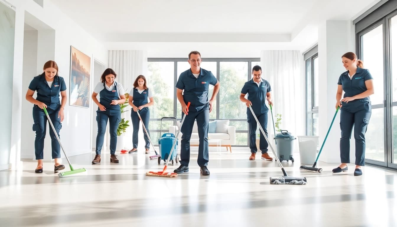 Efficient bond cleaning Logan service team demonstrating professionalism in an apartment setting.