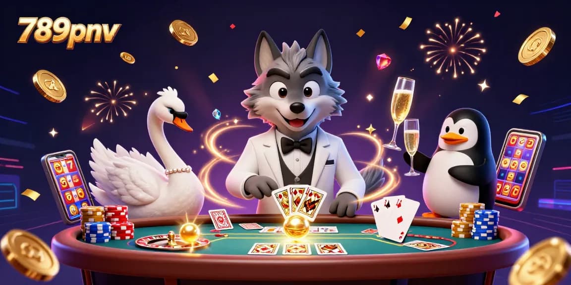 Experience thrilling gaming at 789pnv with dynamic characters and elements illustrating casino excitement.