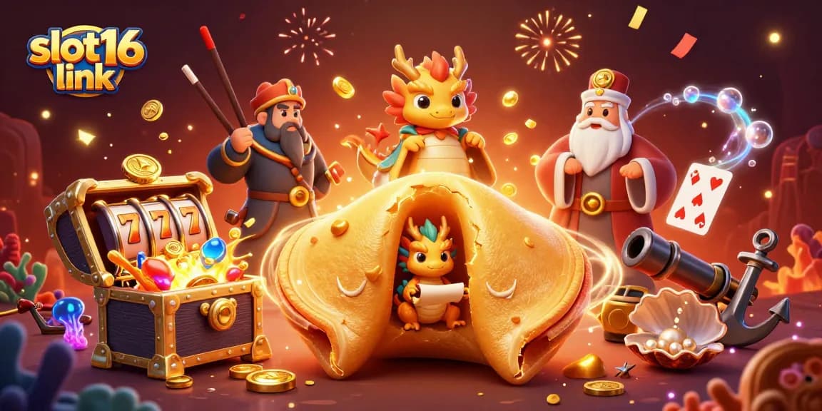 Experience the excitement of winning with the slot16 link in this vibrant casino-inspired scene full of treasures.