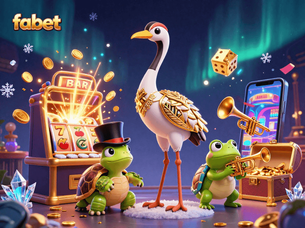 Experience the vibrant world of fabet with rich casino elements and characters in a dynamic 3D scene.