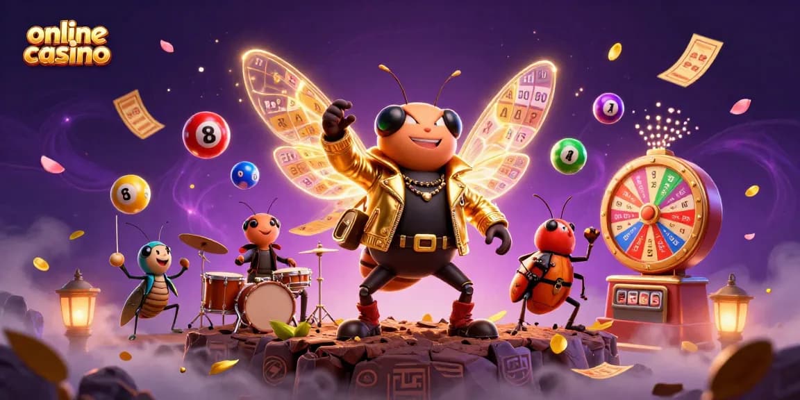 Engage with an exciting online casino scene featuring vibrant characters and dynamic game elements.