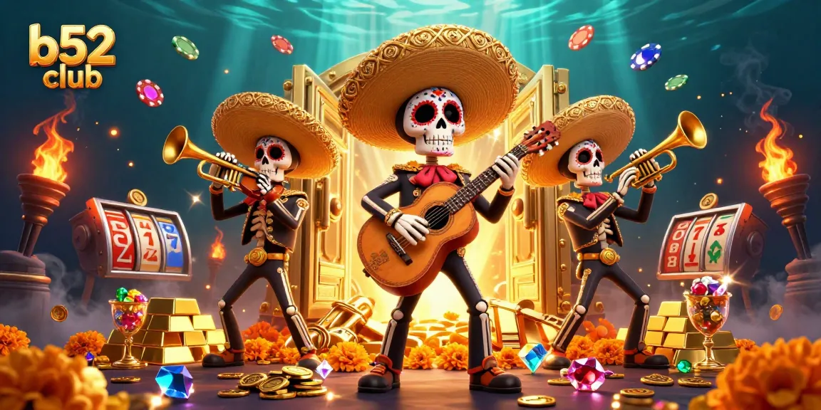 Experience the thrill of b52 club with mariachi characters surrounded by shimmering casino treasures.
