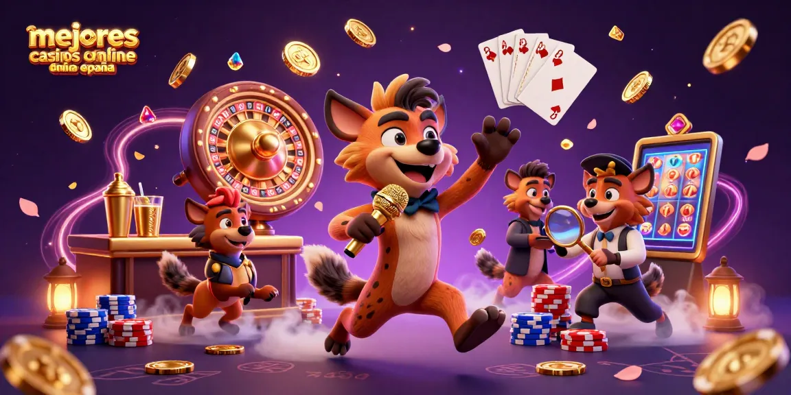 Ilustra los mejores casinos online España con un club de comedia animado lleno de acción.