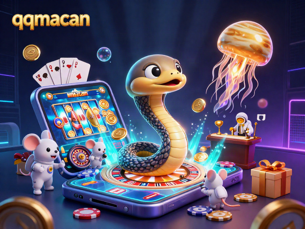 Experience the thrill of betting with qqmacan's vibrant 3D cosmic casino scene featuring spacesuit mice!