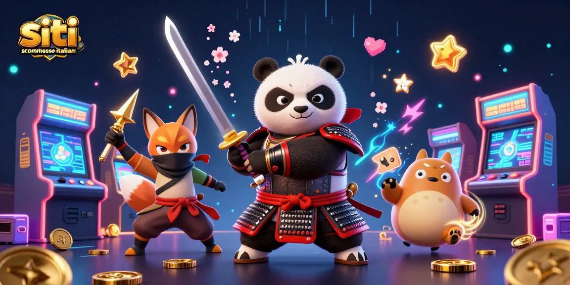 Scommetti sui siti scommesse italiani con questa scena vibrante di un panda e un volpe ninja nel mondo del gioco.