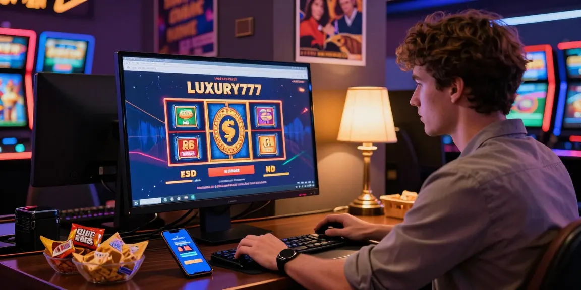 Interaksi pengguna saat Cara Login LUXURY777 dalam suasana kasino online yang ceria.