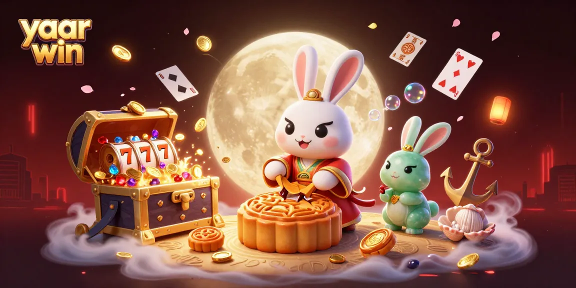 Experience exciting gameplay at yaar win with 3D illustrations of the moon rabbit and lucky elements around.