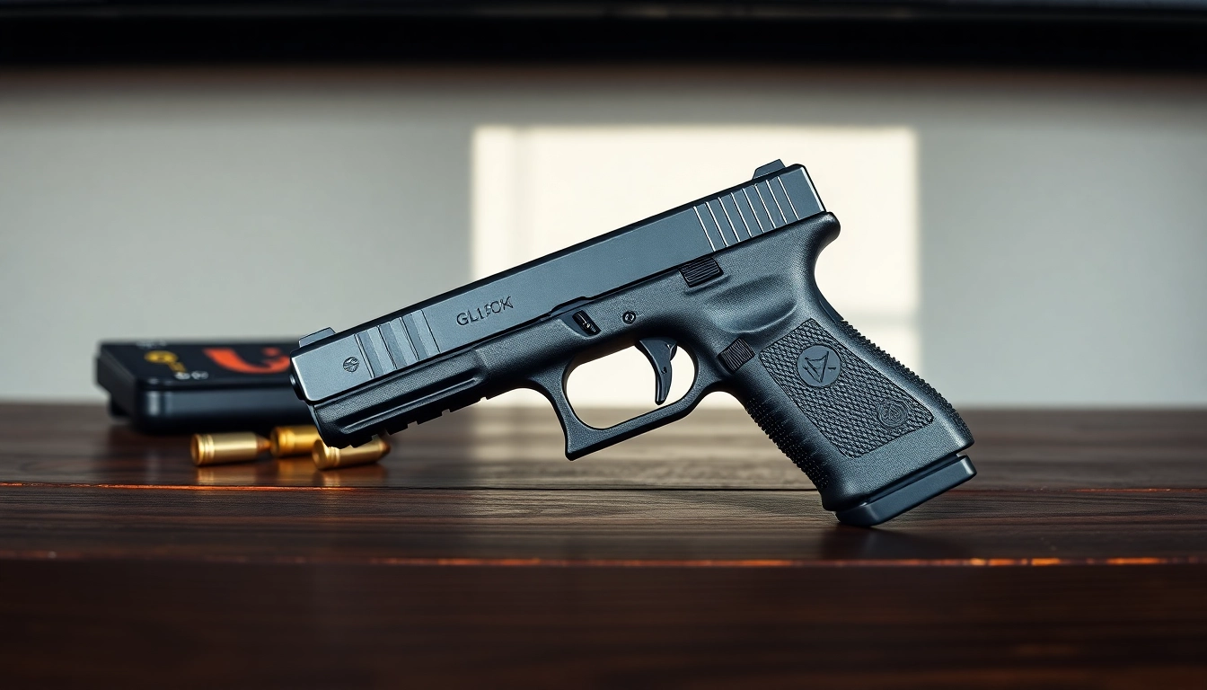 Buy glock 17 slide for sale, showcasing a pristine metallic finish and intricate details.
