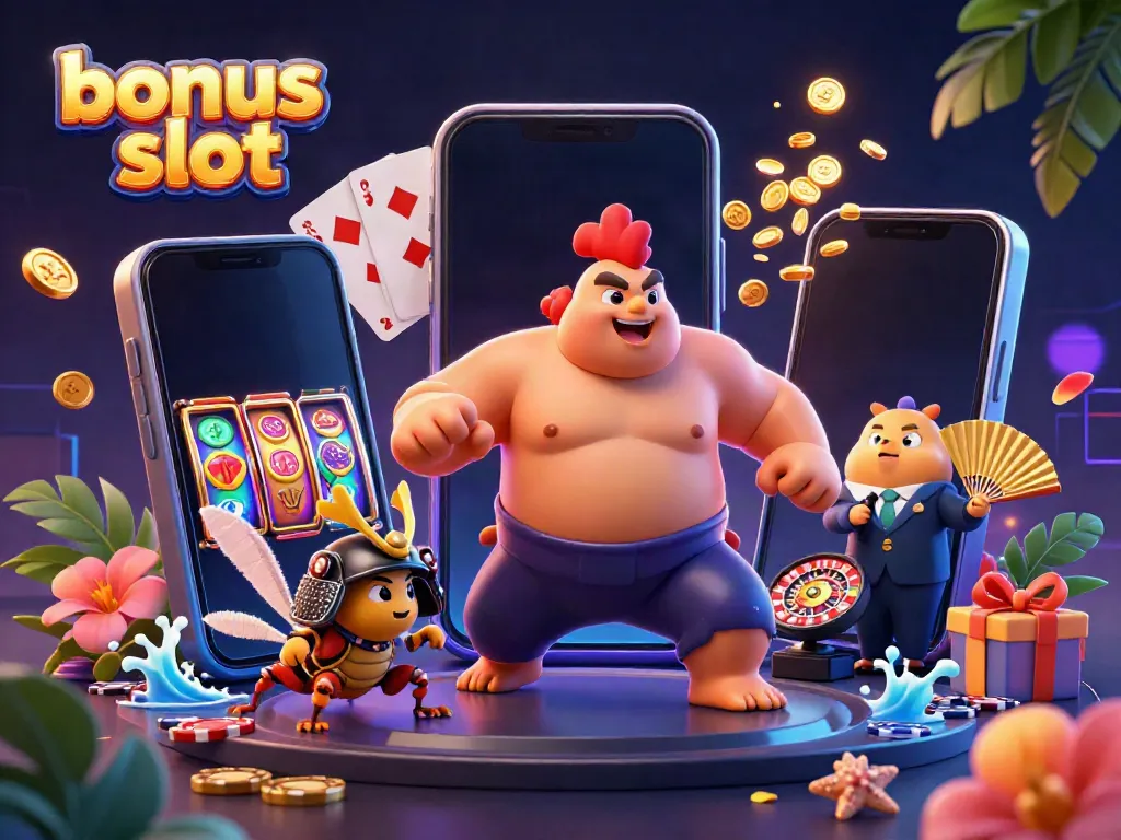 Engage with thrilling bonus slot action featuring dynamic characters in a vibrant casino scene.