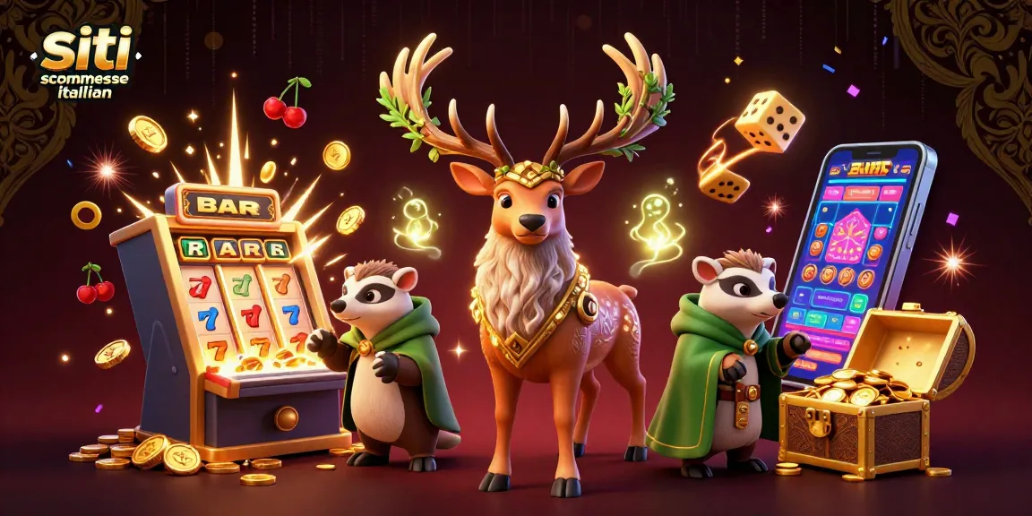 Scopri i migliori siti scommesse italiani con questa illustrazione vivace che mostra azioni di gioco.