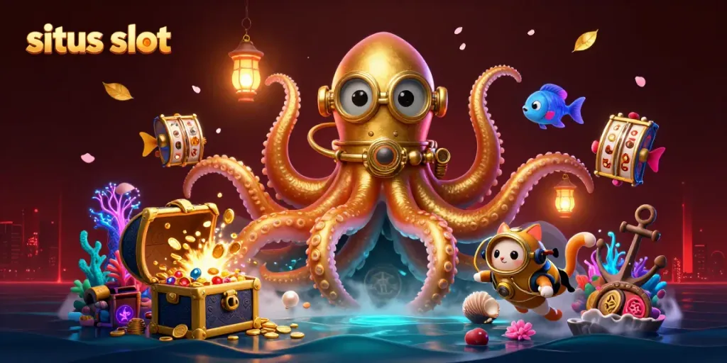 Gali jackpot dengan situs slot modern dan karakter 3D menarik di latar bawah laut