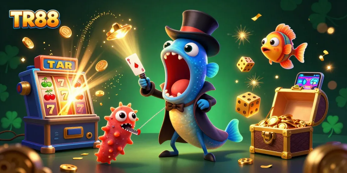 Experience thrilling slots and jackpots with TR88 in a vibrant underwater casino scene.