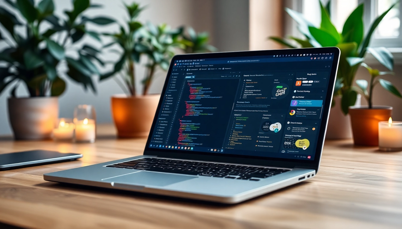 Showcase of Shopify store development dashboard on a laptop in a professional workspace.
