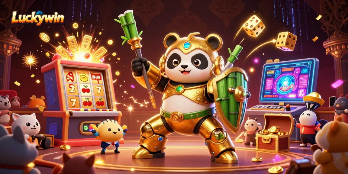 Experience Luckywin with a vibrant jackpot explosion from the dynamic online casino scene in 3D illustration.