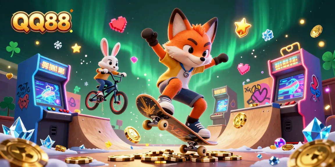 Experience thrilling action with QQ88 in an energetic casino scene featuring characters and game elements.