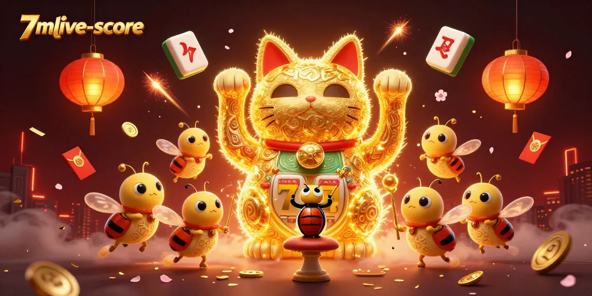 Experience exciting gameplay at 7mlive-score with a vibrant lucky cat scene filled with casino energy.