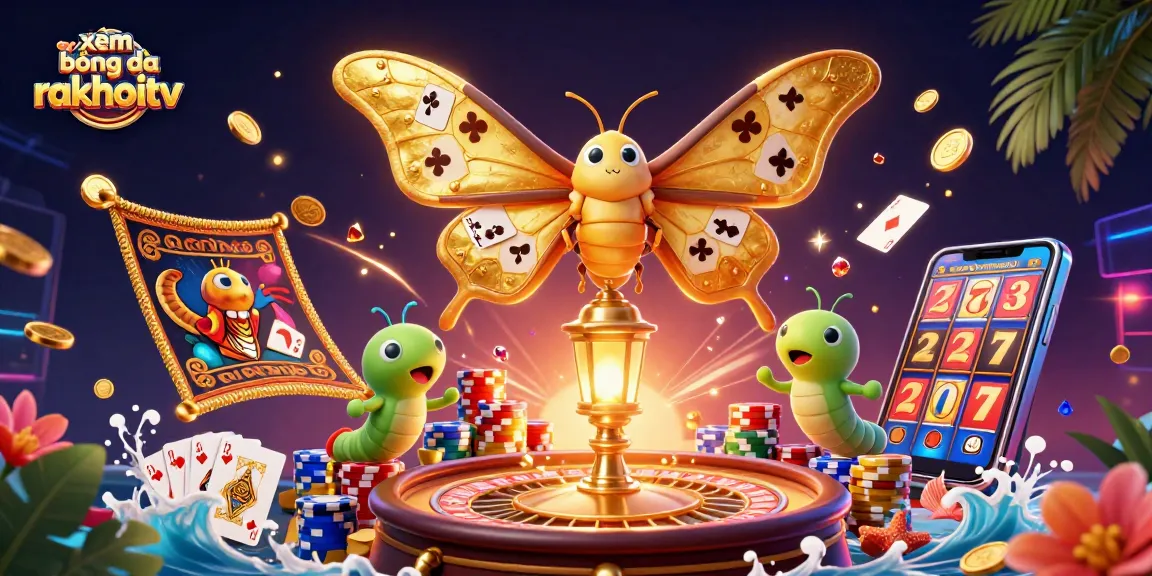 Experience xem bóng đá rakhoitv with captivating 3D casino elements featuring golden coins and vibrant visuals.