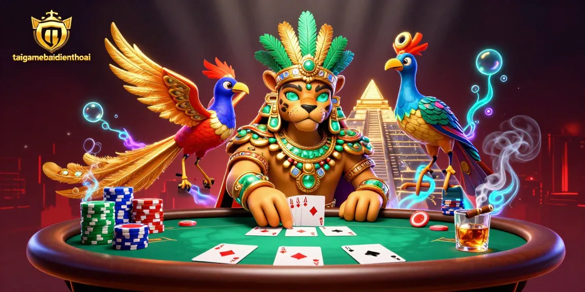 Engage in thrilling action at taigamebaidienthoai with vibrant Mayan priest and poker elements.