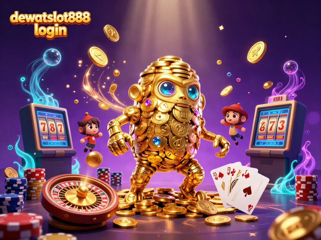 Mainkan деwamakan di dewataslot888 login dengan golem emas dan simbol slot yang bergerak