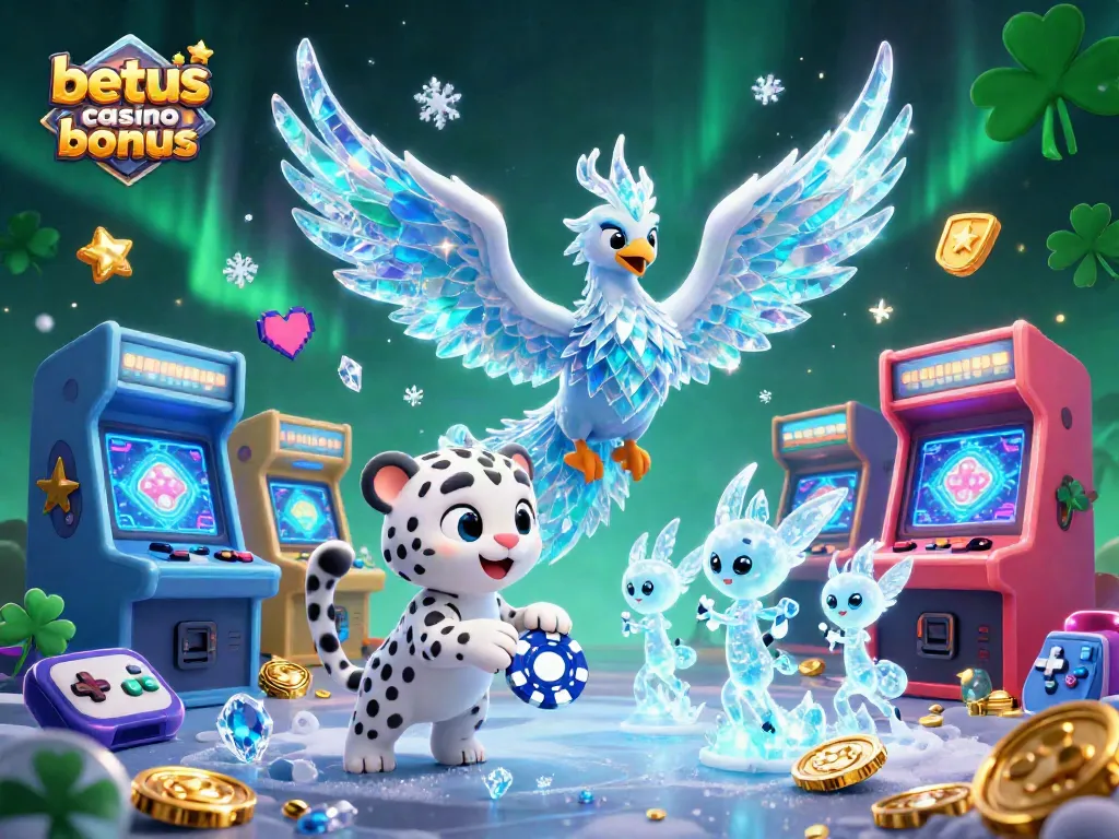 Engage in thrilling gameplay with BetUS casino bonus illustrated by colorful characters and casino elements.