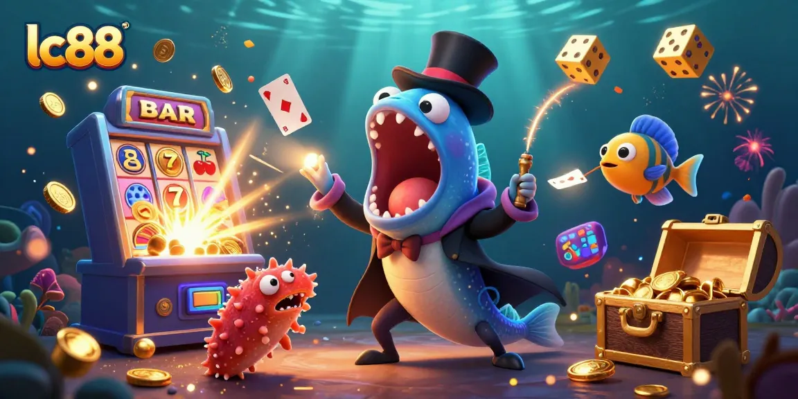 Experience thrilling gameplay with lc88 as a bioluminescent eel performs magical card tricks with casino elements.