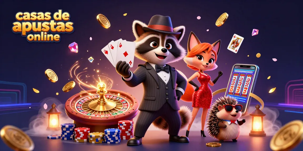 Ilustración 3D de un zorro en un casino mostrando casas de apuestas online con lujo y estilo.
