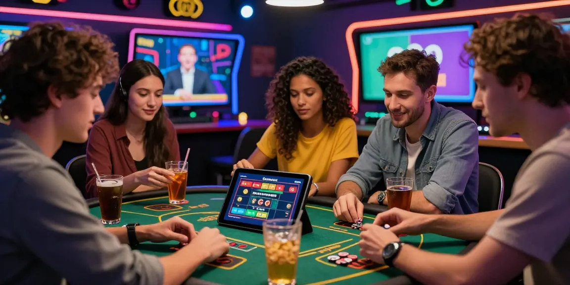 GemBet online casino gaming experience with friends enjoying live dealer games in a vibrant setting.