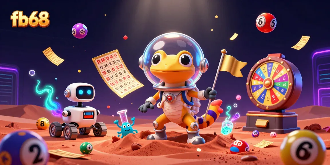 Experience fb68's exciting gameplay with a Martian gecko discovering a golden casino.