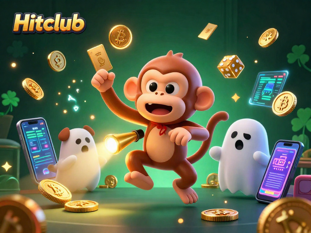 Experience the thrills of Hitclub with a poltergeist monkey juggling golden objects in a haunted casino.