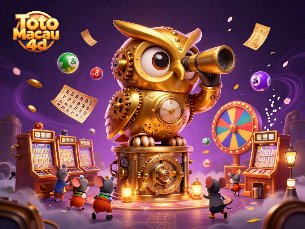 Experience the excitement of Toto Macau 4d with a vibrant illustrated casino scene filled with winning elements.