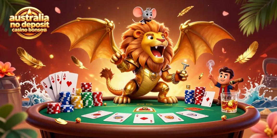 Engage with australia no deposit casino bonuses through a vibrant casino-themed 3D illustration
