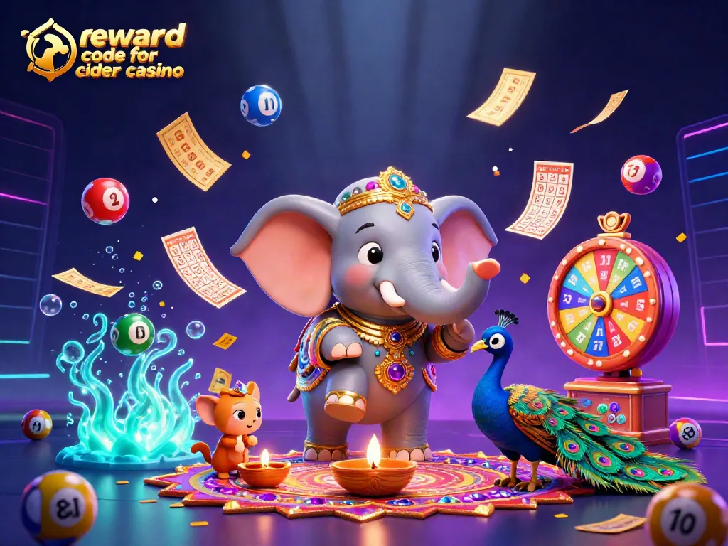 Engage with the latest reward code for cider casino, featuring vibrant 3D elements and dynamic casino themes.