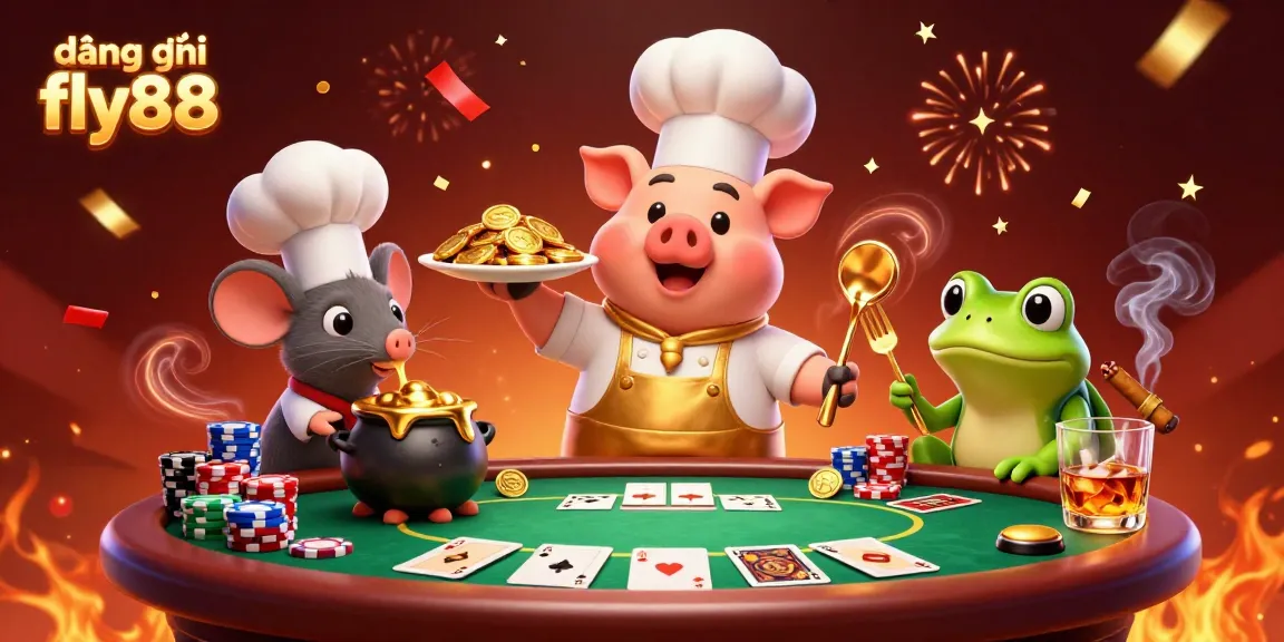 Engage with đăng ký fly88 and experience vibrant 3D casino action featuring lively characters serving up gold coins and poker excitement.