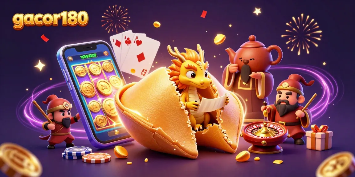 Mainkan slot seru di gacor180 dengan kue keberuntungan dan naga bijak yang menarik perhatian.