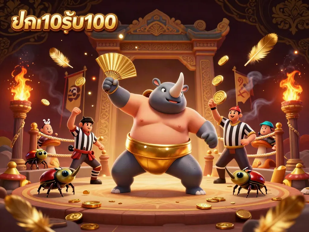 ภาพประชาสัมพันธ์เกี่ยวกับโปรโมชั่น ฝาก10รับ100 ที่แสดงถึงการต่อสู้ในคาสิโน