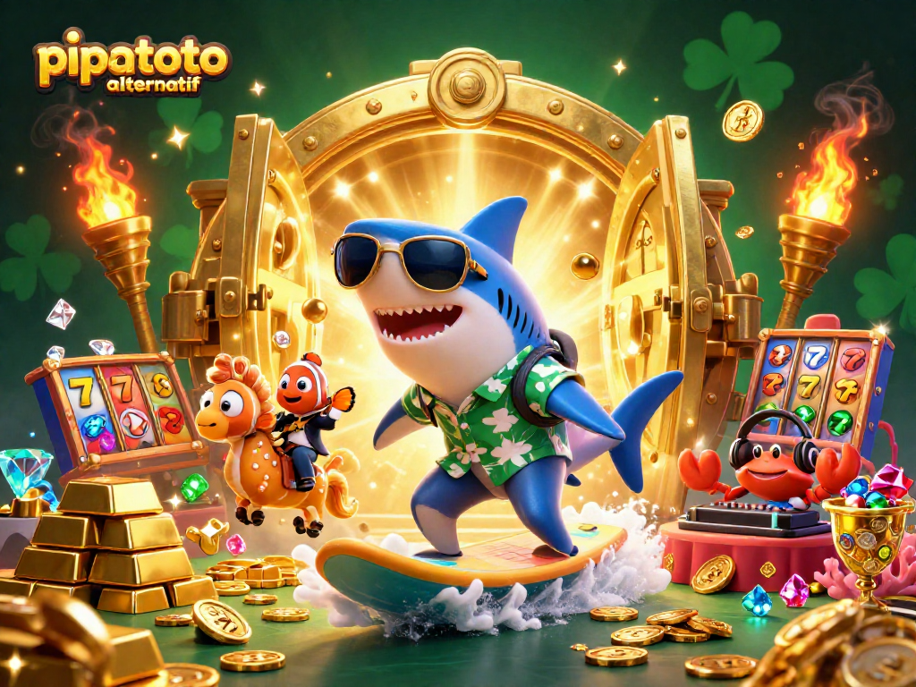 Experience the excitement of pipatoto alternatif with a vibrant animated casino scene full of fun characters and gaming elements.