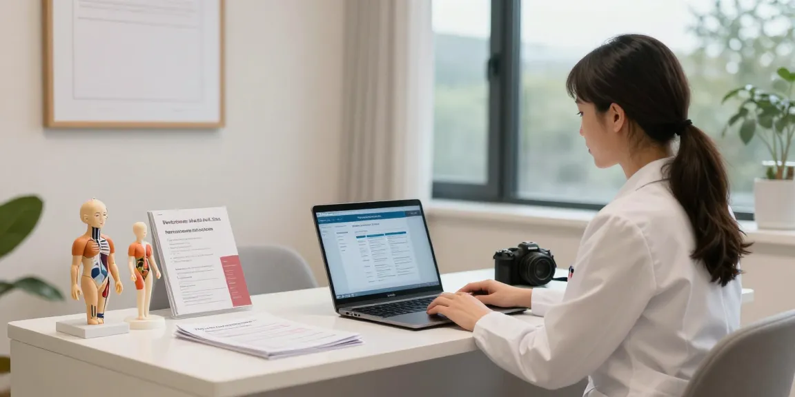 Healthcare professional discussing pt-141 peptide therapy in a tranquil clinic.