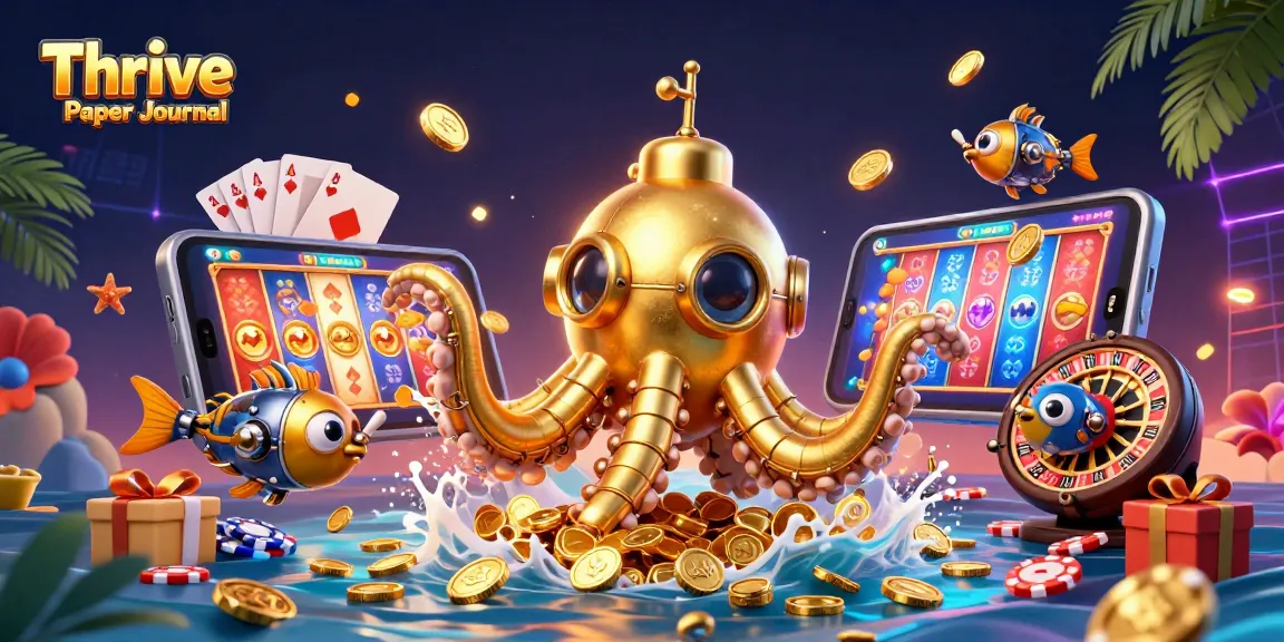 Engage with the Thrive Paper Journal while exploring vibrant casino elements in this colorful illustration.
