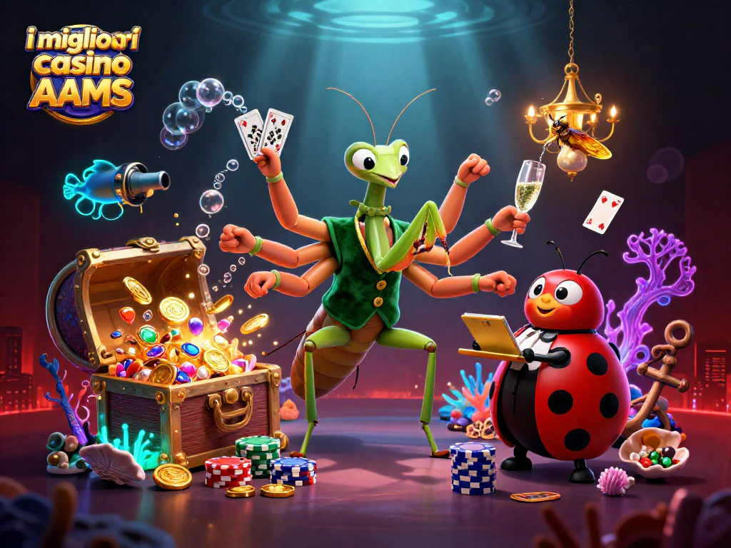 I migliori casino non AAMS con un camaleonte carte e una coccinella pit boss in un ambiente vivace