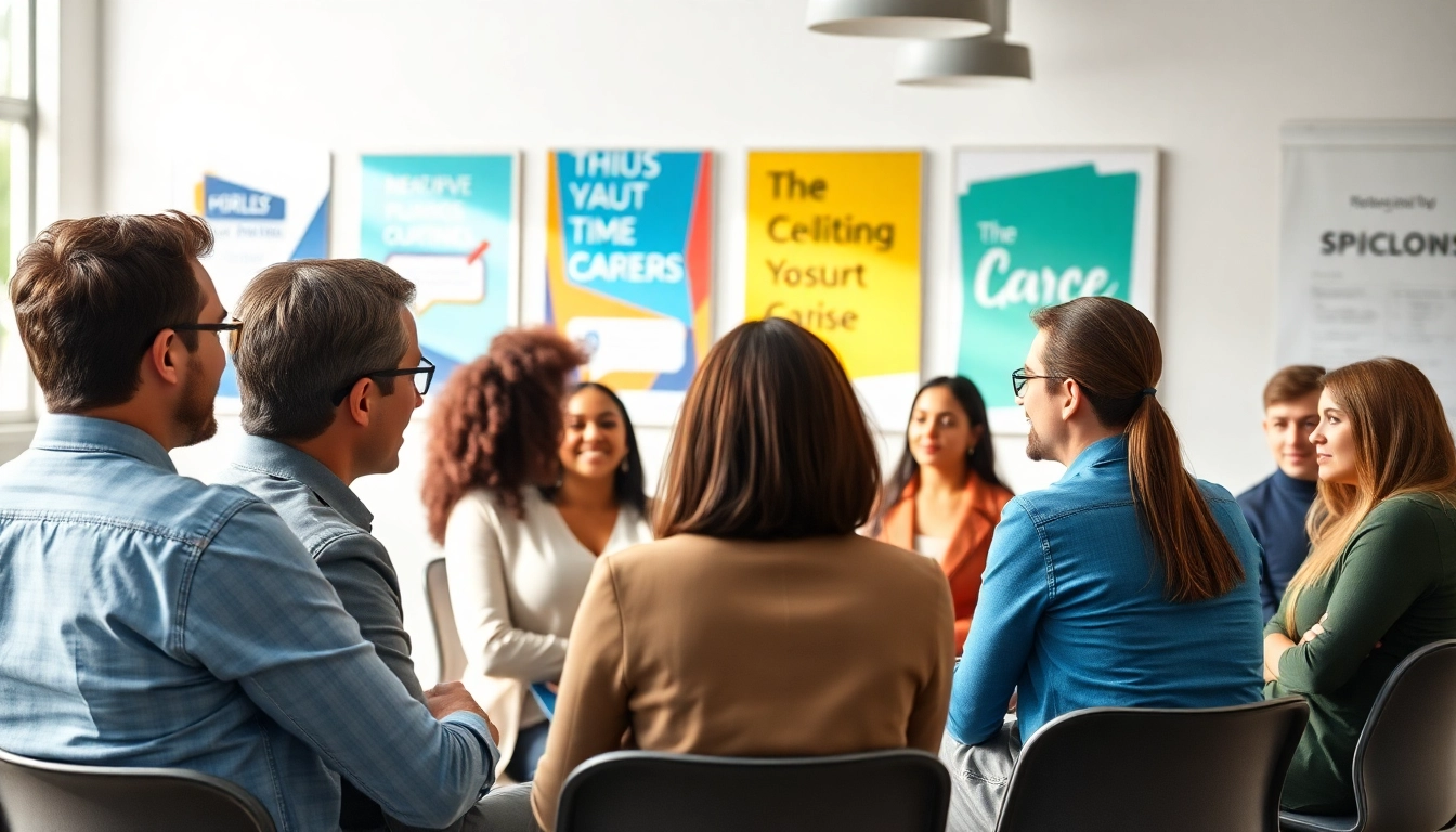 Inspiring scene of a career coaching session about finding an Ideal career with diverse individuals engaged.