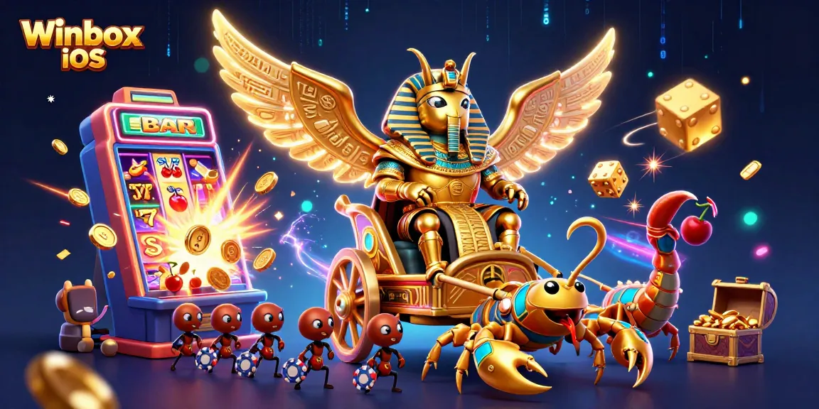 Engage with the exciting Winbox iOS app for mobile gaming, featuring dynamic casino elements.
