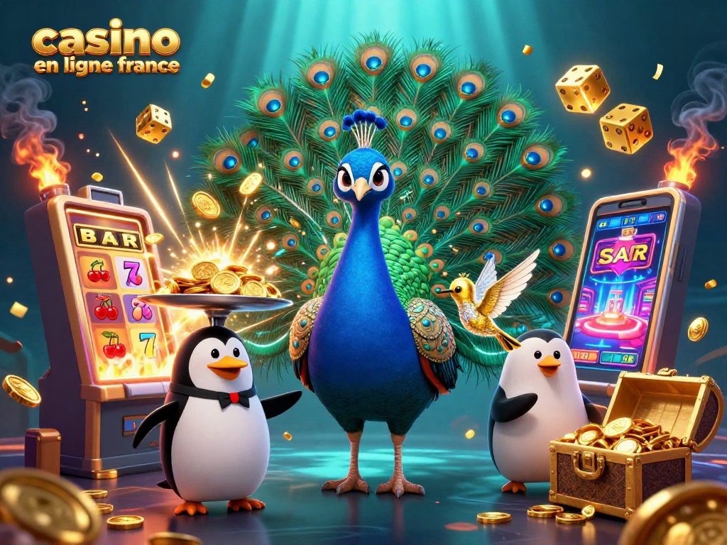 Profitez de l'excitation des jackpots avec cette illustration de casino en ligne France lumineuse et dynamique.